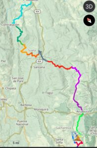 The route from Oiba to Villa de Leyva